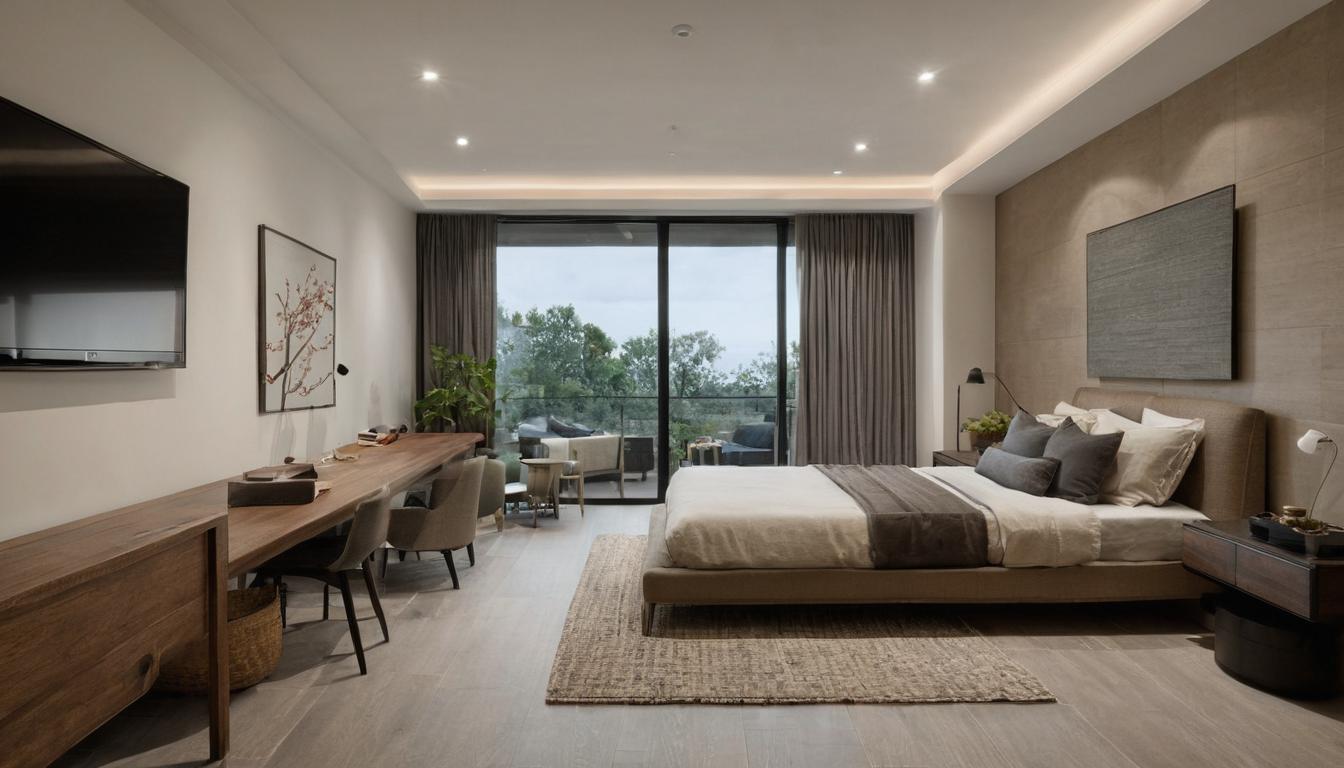 What must be standardized before you shop home decor for four rental bedrooms shown in a luxury residential interior